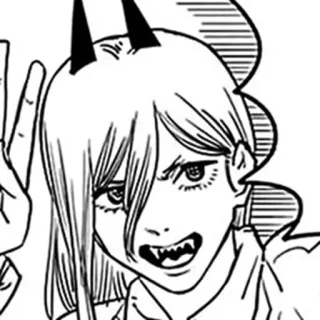 🐚 a98d88c8 Power Chainsaw Man Anime, Manga, Kraft, Chainsaw Man, Teufel, Hörner, Friedenszeichen whatsapp sticker