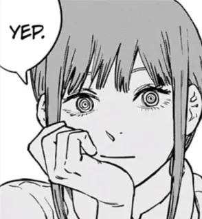 🎭 5c00d66f Makima Chainsaw Man YEP. 애니메이션, 만화, 마키마, 체인소 맨, 응, 나선눈 whatsapp sticker