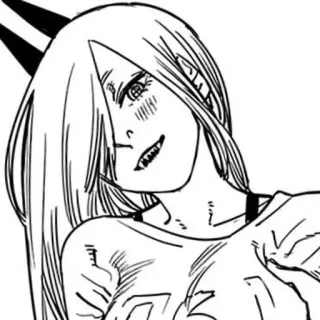 🎭 9635ddeb Power Chainsaw Man 애니메이션, 만화, 악마, 뿔, 체인소 맨, 파워 whatsapp sticker