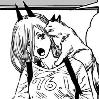 💈 ef420a4d Power Chainsaw Man 76.1 애니메이션, 만화, 고양이, 체인소 맨, 파워 whatsapp sticker