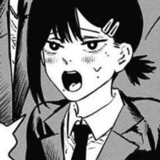 💈 f0070918 Kobeni Higashiyama Chainsaw Man 애니메이션, 만화, 캐릭터, 표정, 절규, 코베니, 체인소 맨, 충격 whatsapp sticker