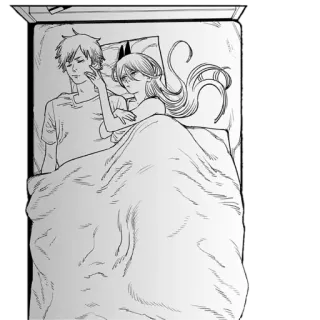 🌃 0643e310 Power Chainsaw Man 动漫, 漫画, 睡觉, 床, 电次, 角色, 恶魔 telegram sticker