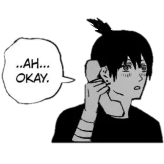 👍 792f35d1 ..AH... OKAY. 动漫, 漫画, 说话, 好的, 紧张 telegram sticker