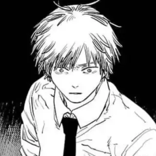 ⛓ 15d1f7e0 Denji Chainsaw Man Anime, Manga, Chainsaw Man, Denji, Portrait, Noir et blanc telegram sticker