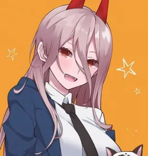 ☄ dff695bc Power Chainsaw Man Аниме, Мультфильм, Сила, Chainsaw Man, Демон, Дьявол, Персонаж telegram sticker