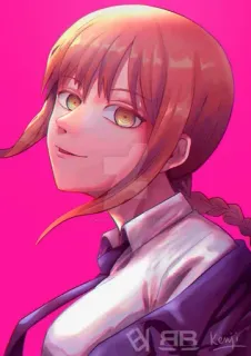 ☄ ec822307 Makima Chainsaw Man Аниме, Манга, Портрет, Персонаж, Макима telegram sticker