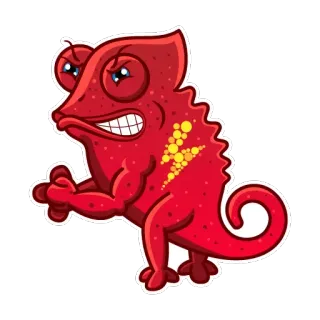 😤 34cae652 kameleon, boos, rood, reptiel, dier, cartoon, bliksem telegram sticker