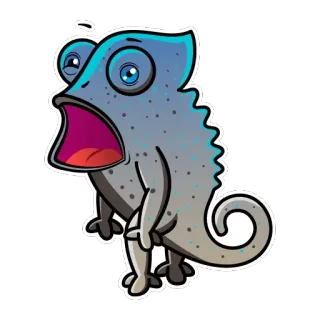 🤓 f6913c90 kameleon, cartoon, dier, reptiel, geschrokken, verrassing telegram sticker