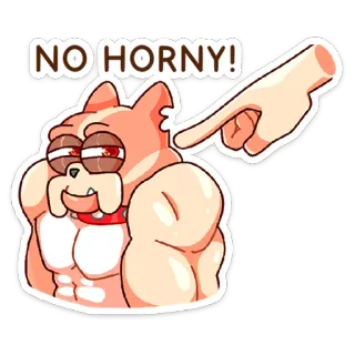😠 86ea53c0 NO HORNY! 개, 근육, 야한, 밈, 웃긴, 만화 telegram sticker