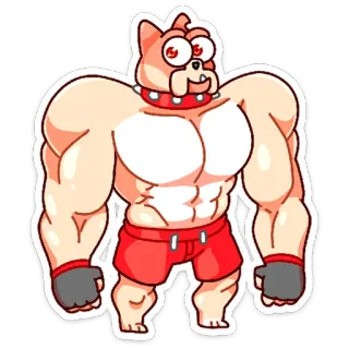 💪 e91e3254 개, 보디빌더, 만화, 근육, 동물, 스포츠, 캐릭터 telegram sticker
