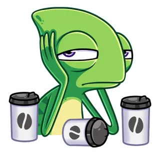 ☕️ d2f504fd tắc kè hoa, thằn lằn, cà phê, mệt mỏi, kiệt sức, buổi sáng, dễ thương, phim hoạt hình telegram sticker