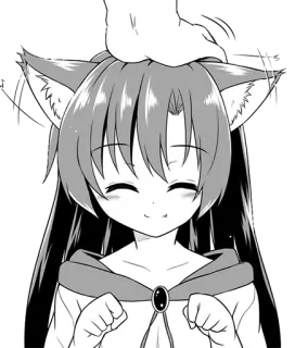 😇 1907d9c2 Anime, Mangá, Garota raposa, Animal de estimação, Fofo, Acariciar cabeça, Orelhas de gato telegram sticker