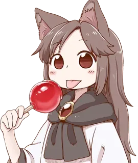 🍭 b9dbb1bb garota anime, kemonomimi, orelhas de raposa, pirulito, fofa, desenho animado telegram sticker