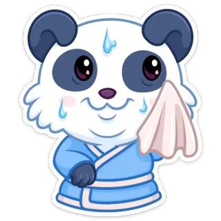 😅 984f5101 Panda, schwitzend, Handtuch, süß, Cartoon telegram sticker