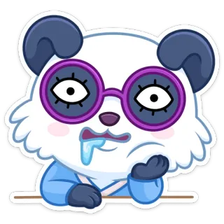 😔 a17f14db panda, cartoon, sleepy, glasses, cute, animal, bear telegram sticker