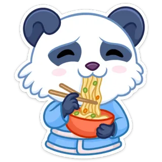 😔 c4573331 panda, eating, noodles, bowl, chopsticks, cartoon telegram sticker