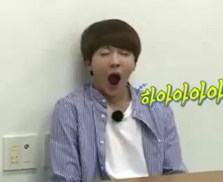 🀄️ 2fc7cc6f 하아아아아아 sbadiglio, assonnato, stanco, annoato, coreano, asiatico whatsapp sticker