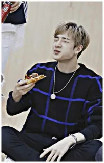 🎈 e755381e uomo, pizza, mangiare, maglione, casual, interno, persona whatsapp sticker