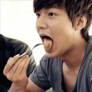 🍴 fc43b6f6 еда, мужчина, ест, вилка, портрет, человек whatsapp sticker