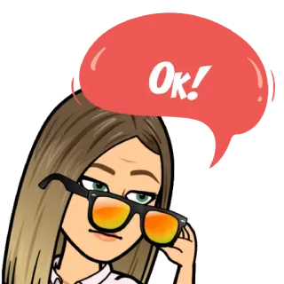 👍 7783121c Ok! bitmoji, ok, d'accord, approbation, dessin animé, femme whatsapp sticker