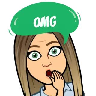 🙈 e25dedf9 OMG bitmoji, oh mon dieu, surprise, femme, dessin animé whatsapp sticker