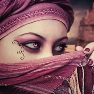 😶 6bd1870d mujer, ojos, maquillaje, bufanda, retrato telegram sticker