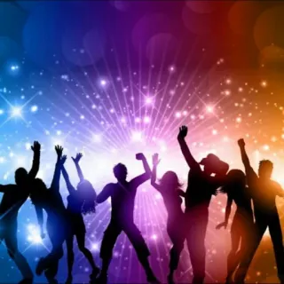 💃 d722e1e8 fiesta, baile, celebración, música, vida nocturna, siluetas, multitud telegram sticker