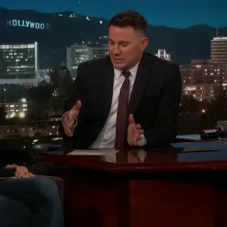 🍂 6aefc15d Channing Tatum mężczyzna, talk show, Hollywood, Channing Tatum, aktor, garnitur telegram sticker