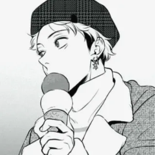 😶 50570a1b มังงะ, ตัวละคร, ไอศกรีม, ภาพเหมือน, แฟชั่น, หมวกเบเร่ต์ telegram sticker