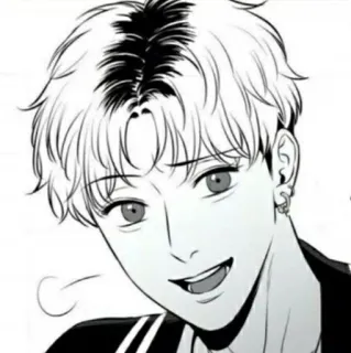 😅 be294e11 มังฮวา, อนิเมะ, มังงะ, ภาพประกอบ, ภาพเหมือน, สีเดียว, ต่างหู, ทรงผม telegram sticker