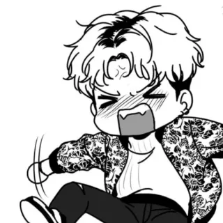 😖 b30fdcfc 卡通, 情绪, 男人, 黑白, 喊叫 telegram sticker