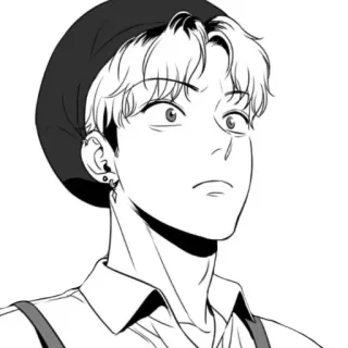 😳 cb6ff12f 韩漫, 漫画, 艺术, 黑白, 肖像, 韩语, 动漫, 卡通 telegram sticker