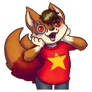 😊 4eb72d31 퍼리, 인수, 여우, 귀여운, 빨간 별 telegram sticker