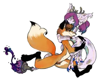 🐉 60f26230 여우, 의인화, 퍼리, 디지털 아트, 판타지 telegram sticker