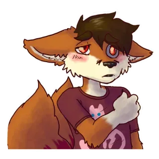 😣 64d223ad 퍼리, 수인, 여우, 동물, 슬픈, 홍조, 만화 telegram sticker