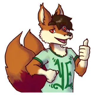 👍 7aa2e6f3 여우, 의인화, 만화, 동물, 엄지척 telegram sticker