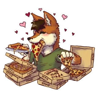 🍕 a1da7618 PIZZA 여우, 피자, 음식, 동물, 하트, 만화 telegram sticker