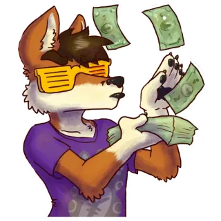 🤑 a25a2b49 퍼리, 여우, 돈, 만화, 의인화, 부, 성공 telegram sticker