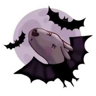 🦇 75e1493b ค้างคาว, ฮาโลวีน, น่ารัก, ผี, พระจันทร์, กระต่าย telegram sticker