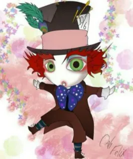 😲 e081b1c7 Mad Hatter Alice in Wonderland マッドハッター, 不思議の国のアリス, アニメ, キャラクター, 帽子 telegram sticker