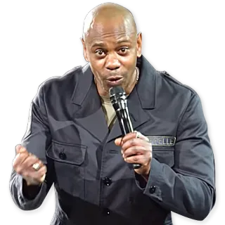 😯 4e44cd17 Dave Chappelle comico, stand-up, microfono, celebrità, intrattenimento telegram sticker