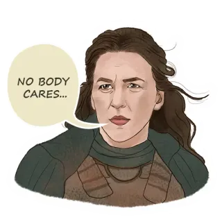 😑 7e27dbd9 NO BODY CARES... femme, illustration, dessin animé, sarcastique, indifférent, personne n'en a rien à faire, attitude telegram sticker