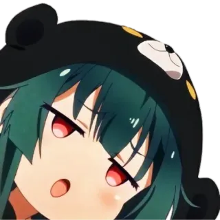 😍 8c8fd412 Аниме, Девушка, Медведь, Капюшон, Милый, Мультфильм, Манга telegram sticker