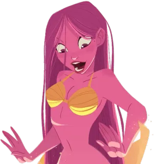 😱 02b02db2 sirena, dibujos animados, bikini, rosa, fantasía, criatura marina telegram sticker