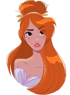 🤨 1fd95ddd mujer, dibujo animado, pelo largo, pelo rojo, personaje, chica, bonita, retrato telegram sticker