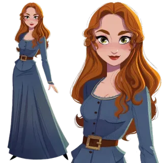 💃 2928e482 mujer, dibujo animado, personaje, femenina, chica, ilustración, vestido telegram sticker