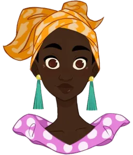 😳 30895057 mujer, retrato, pañuelo, pendientes, dibujos animados, personaje telegram sticker