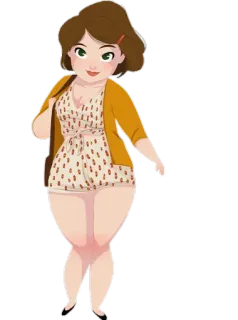 🙂 3a7ec635 mujer, mono corto, casual, femenino, moda, dibujos animados, dibujo telegram sticker