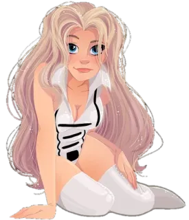 👩 446ad33e mujer, chica, rubia, anime, dibujo animado, personaje, ilustración telegram sticker