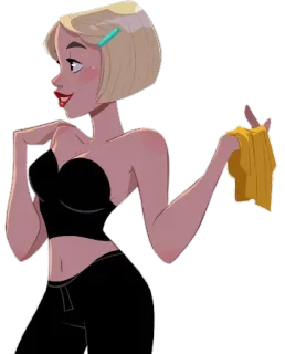 👯‍♀ 44fdb1c1 mujer, pelo rubio, dibujos animados, moda, estilo, chica telegram sticker